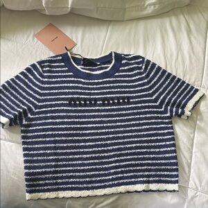 Miu Miu NWT Blue and White Striped Knit Top